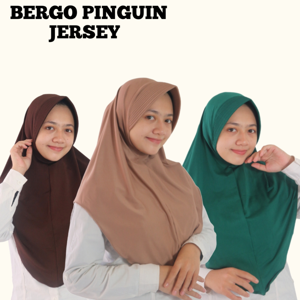 HIJAB BERGO PINGUIN ZAHRA JERSEY PREMIUM| MENUTUP DADA | HIJAB INSTAN BERGO PINGUIN JERSEY PET ANTEM