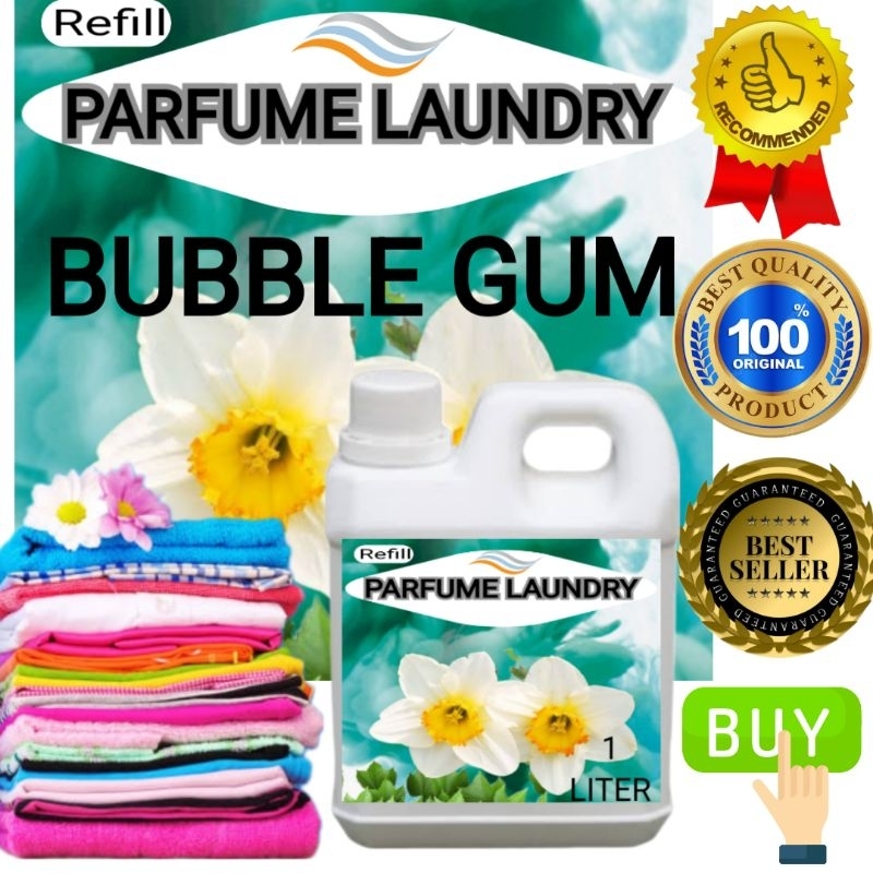 Parfum Laundry 1 liter Parfum Baju pewangi pelicin setrika Aroma BUBBLE GUM Hemat dan berkualitas Gr