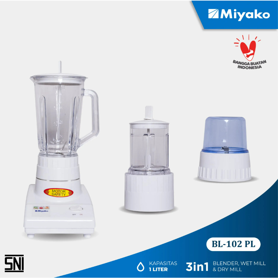 Miyako Blender Plastik 1 Liter BL-102PL / BL102PL / BL 102 PL / BL 102