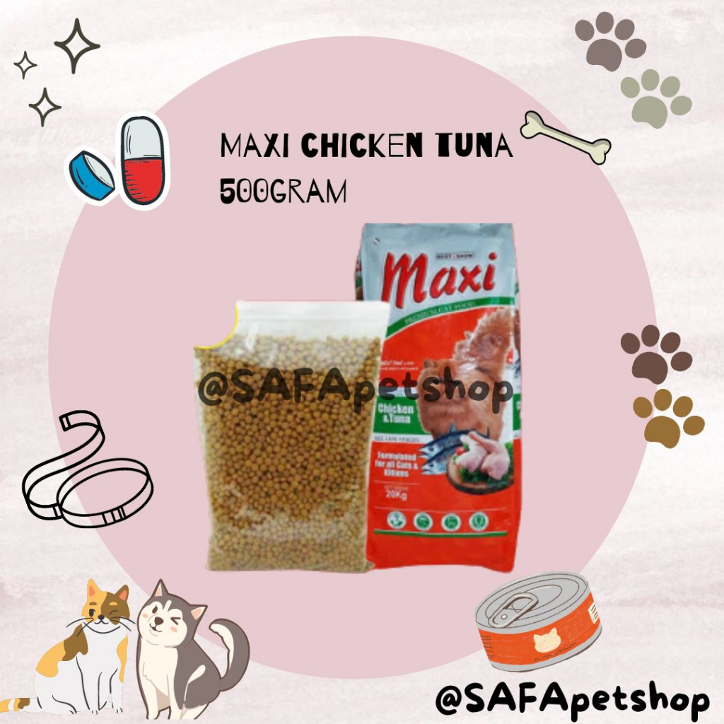 Maxi Chiken tuna 500 Gram Petshop Makanan Kucing Maxi repack termurah