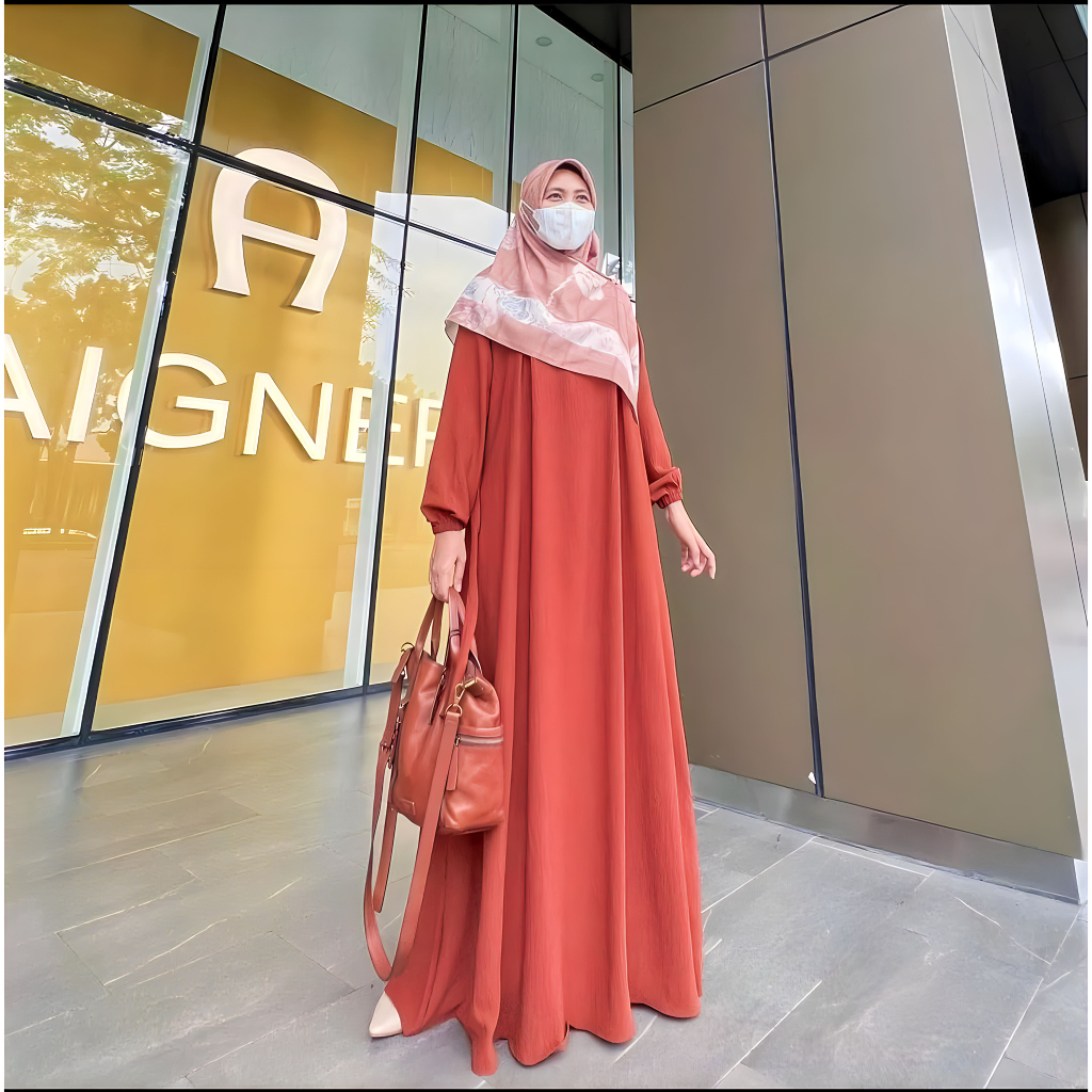 Gamis wanita aluna muslim crinkle airflow kekinian