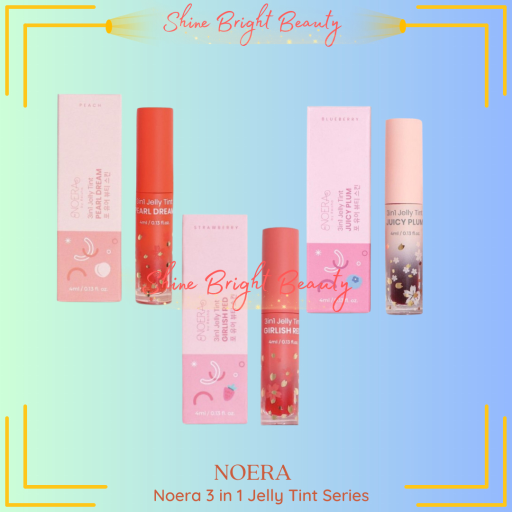 NOERA 3 IN 1 JELLY TINT Girlish Red | Pearl Dream Tekstur Ringan Bibir Tampak Merona Lembab BPOM