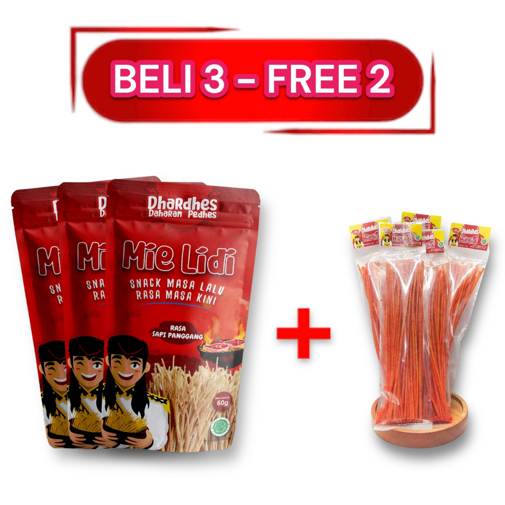 

BELI 3 MIE LIDI 60G RASA SAPI PANGGANG FREE 2 MIE LIDI DHARDHES 20G