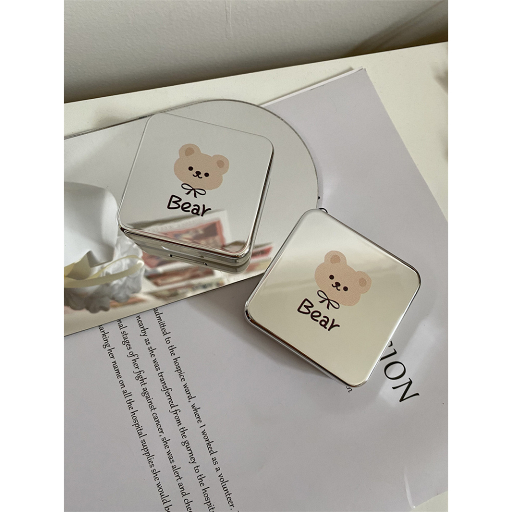 Kotak softlens Cermin Litte Bear Travel Kit mini wadah softlens Tempat softlens / BB
