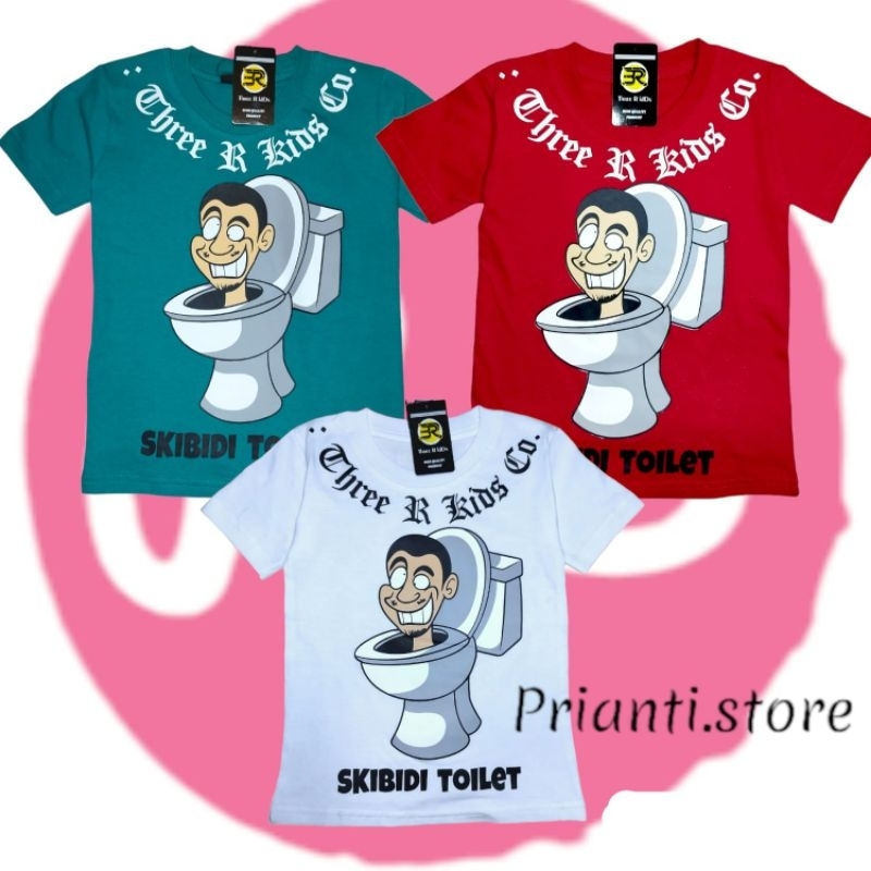 Kaos Atasan Anak Skibidi Toilet 3Rkids Katun 30s Unisex Baju Atasan Anak Distro 3Rkids Unisex