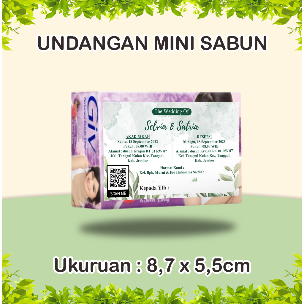 Undangan Pernikahan Sabun Mini Custom