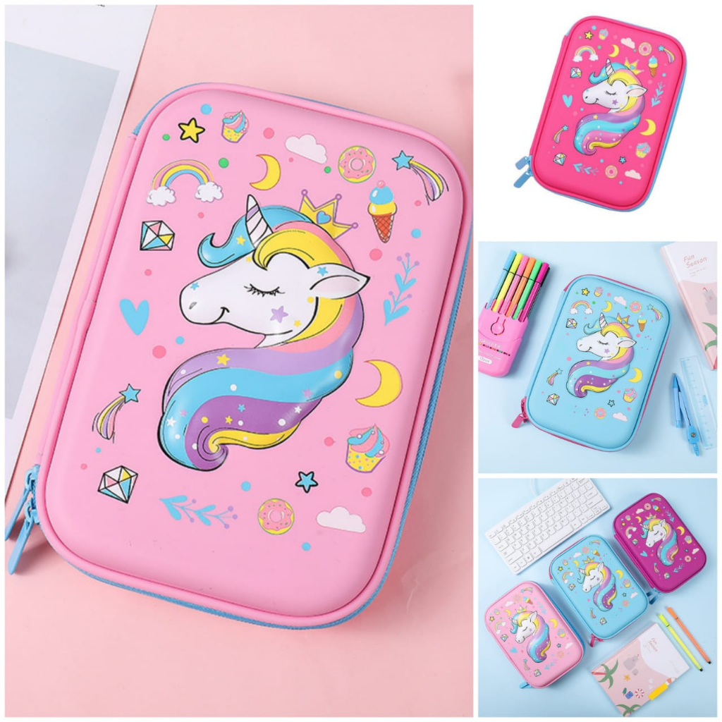 

Kotak pensil case unicorn kotak pensil 3D bahan timbul lucu kekinian Kulaitas premium import