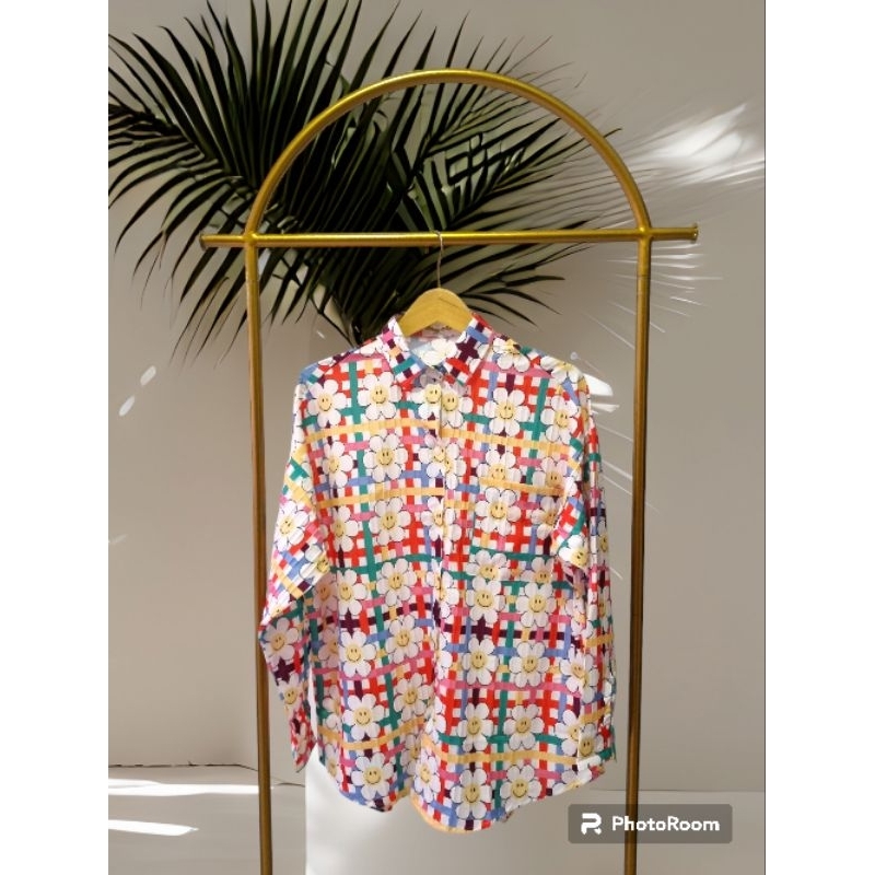 KEMEJA MOTIF SHIRT BKK/THAILAND ATASAN WANITA MOTIF BUNGA