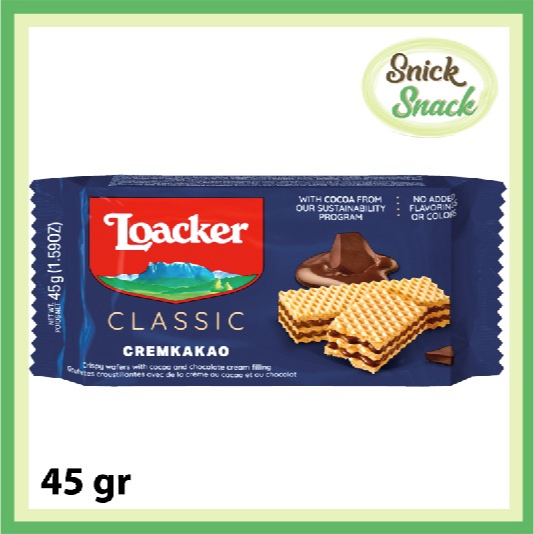 

Loacker Wafer 45 gr Chocolate Napolitaner Cremkakao Snack Impor Eropa Austria