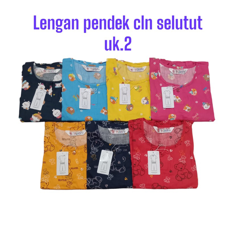SUNLY ANAK UK 2 BERLENGAN CELANA SELUTUT 3/4 BAJU TIDUR SUNLY ANAK