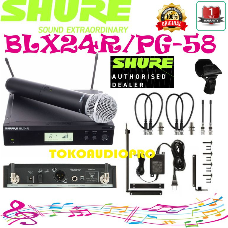 Mic Wireless Shure BLX24R/PG58 Handheld Wireless Microphone Original