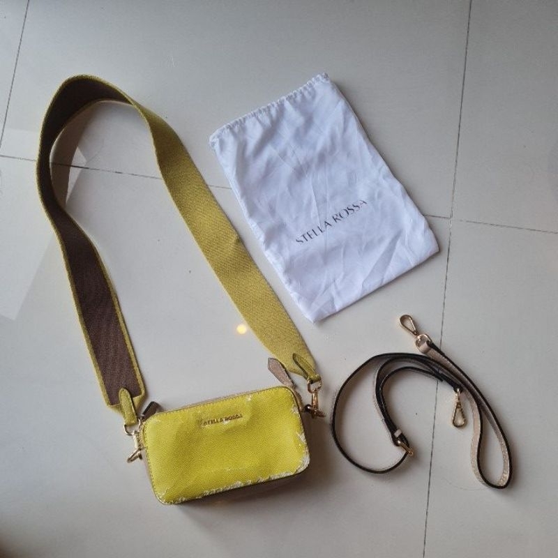 Tas selempang wanita merk STELLA ROSSA warna lime preloved