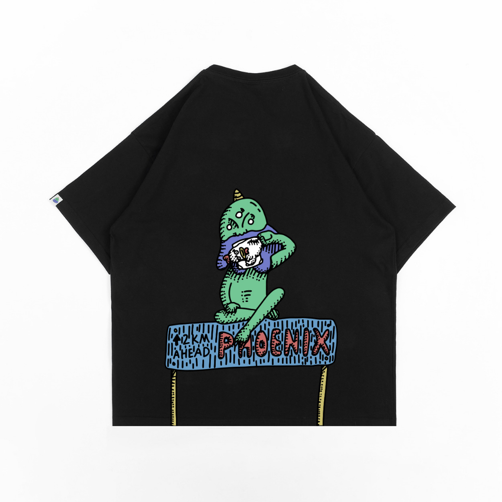 FOLDED CREATURES BY PEANUT STAIN - Papa Pistachio x Phoenix Oversized Tshirt