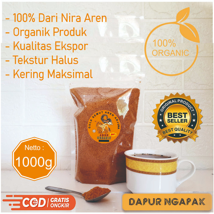 

1 KG / 1000GRM Gula Aren Bubuk Organik Palm Sugar Gula Semut Organik