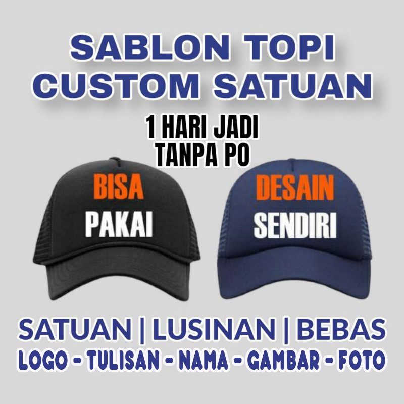 Topi Jaring Pria Sablon Topi Trucker Sablon Topi Trucker Custom Topi Pria dan Wanita Polos