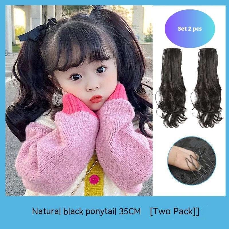 Set Isi 2 Wig Ponytail Anak Premium, Hair Clip Wig Extension Korean Style