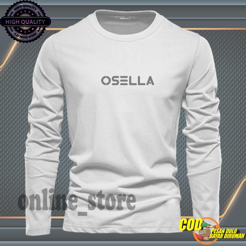 PROMO .... Baju Kaos Pria Lengan Panjang / Baju Kaos Pria & Wanita Casual / Tshirt Distro Logo Osell