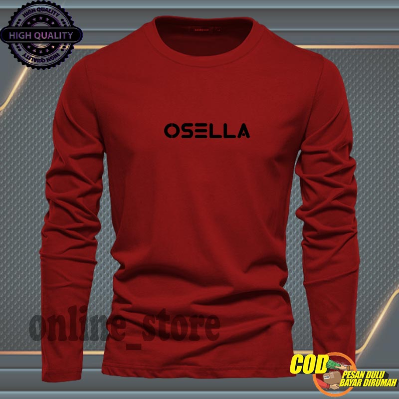 PROMO .... Baju Kaos Pria Lengan Panjang / Baju Kaos Pria & Wanita Casual / Tshirt Distro Logo Osell