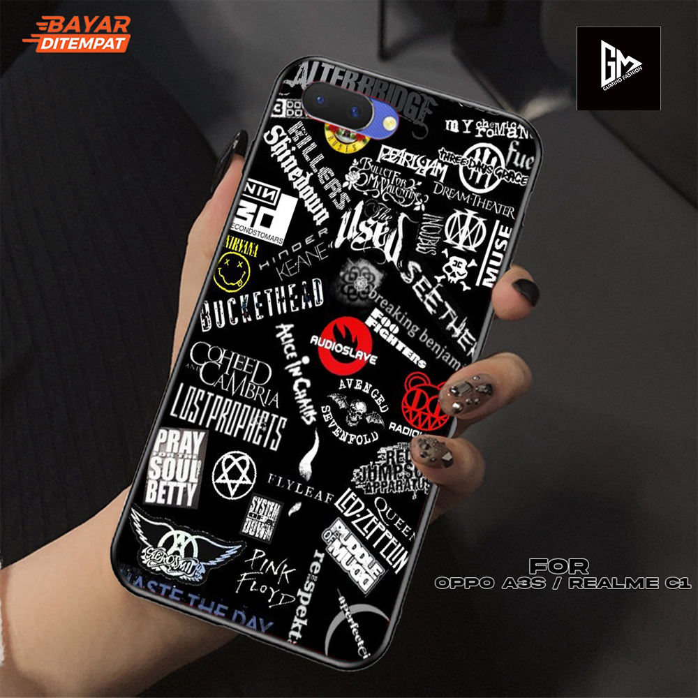 Case Kilau Glossy OPPO A3S/ REALME C1 terbaru Fashion Casing BLACK AESTHETIC  - Pelindung Hp Hardcas