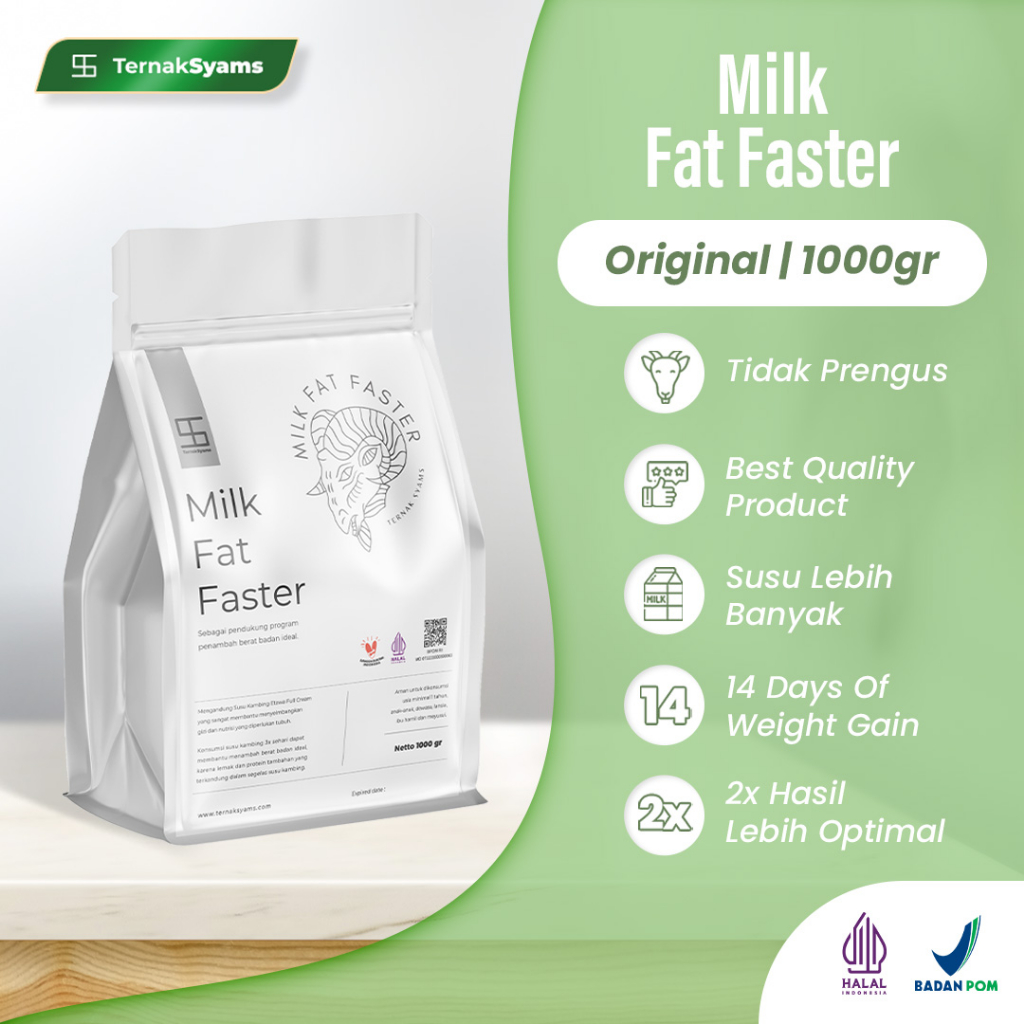 

Ternak Syams - Premium Susu Penggemuk Penambah Berat Badan Kambing Etawa 1 Kg | Milk Fat Faster