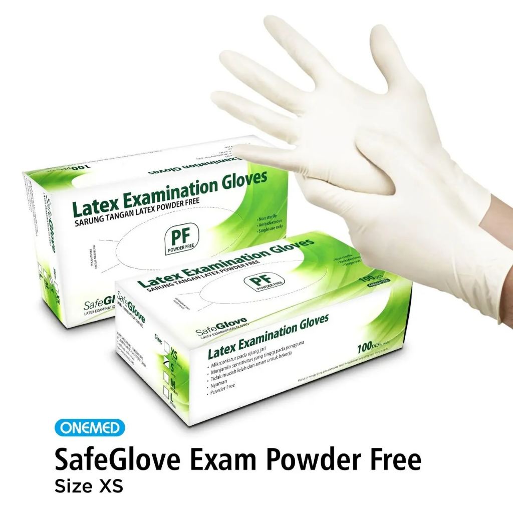 Safegloves latex exam gloves powder free XS