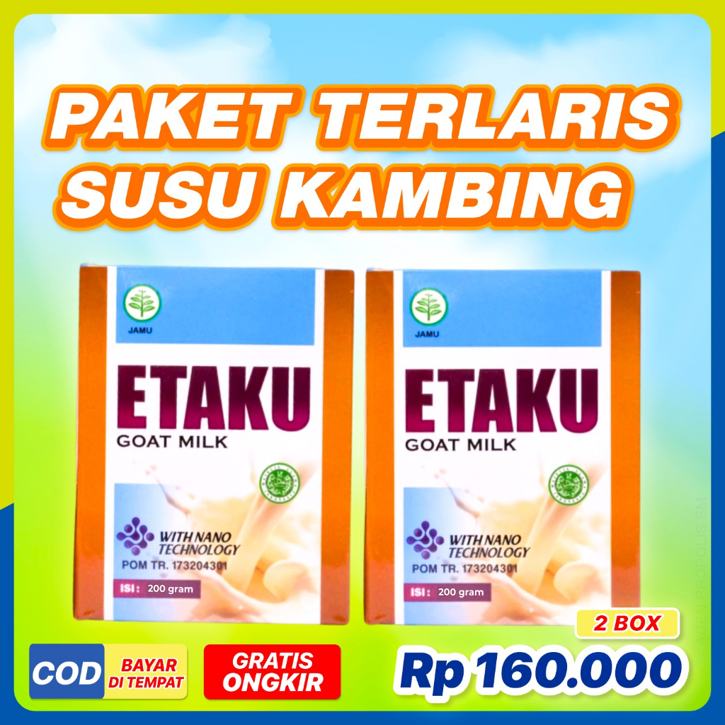 

Paket 2 BOX ETAKU Goat Milk - Susu Kambing Etawa Rendah Gula Dan Bebas Alergi