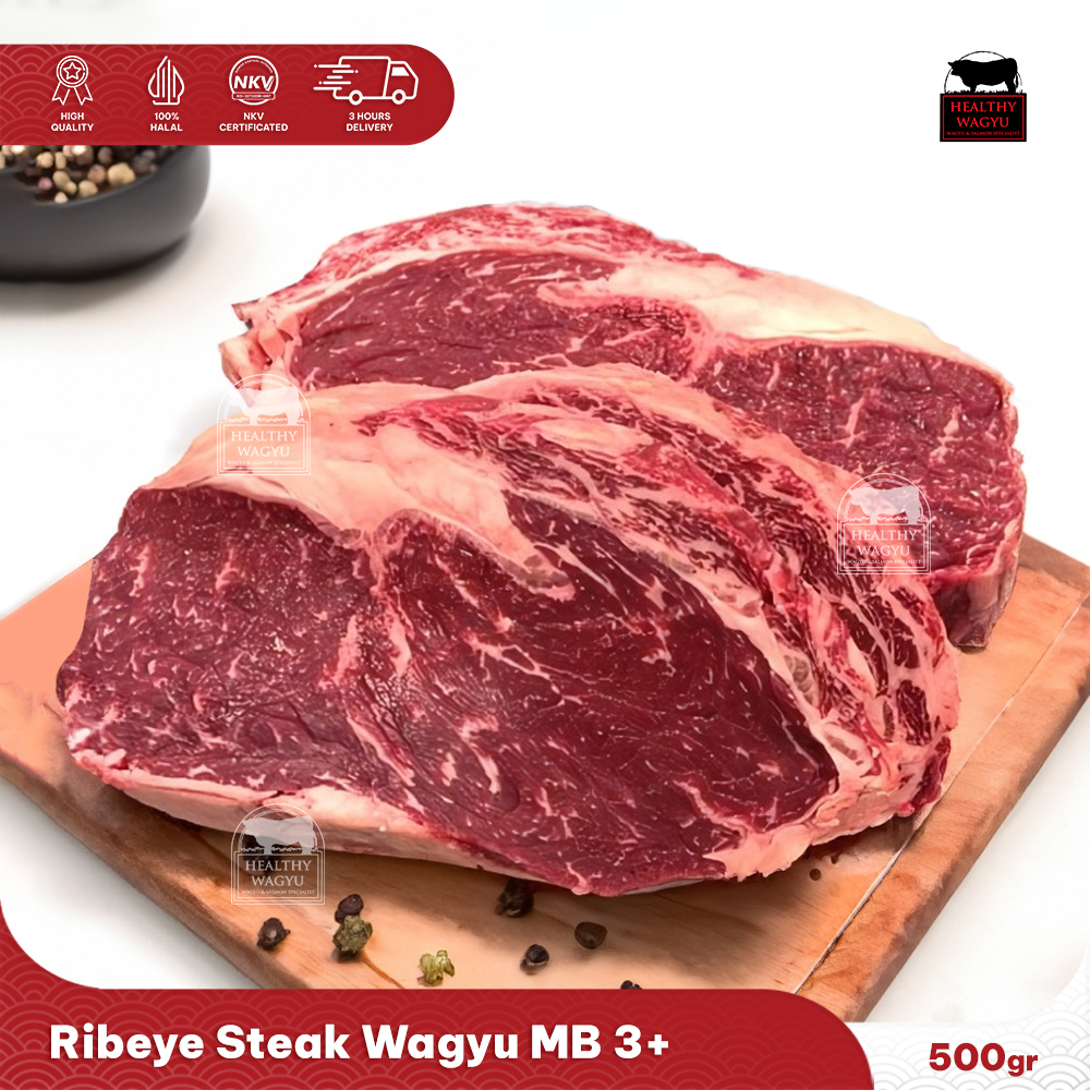 

Ribeye Wagyu Beef Steak Mb 3+ 500gr Healthy Wagyu
