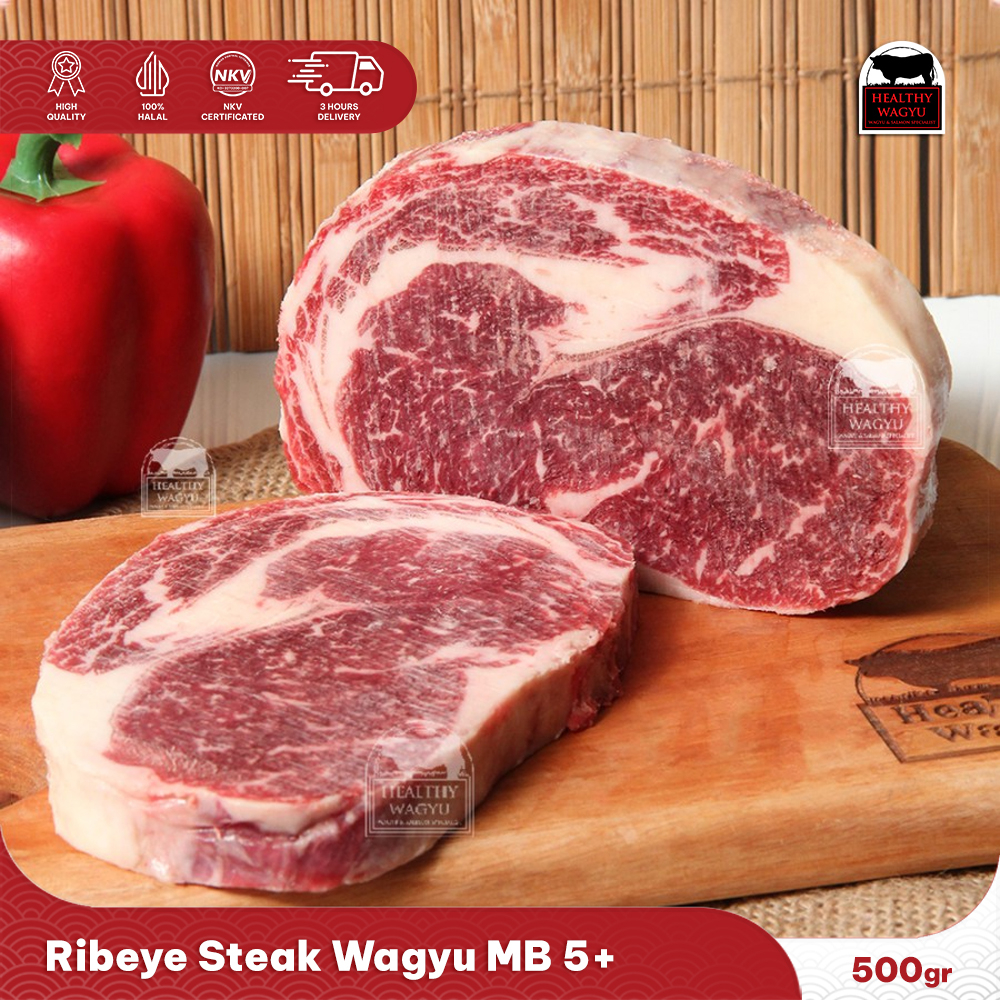 

Ribeye Wagyu Beef Steak Mb 5+ 500gr Healthy Wagyu