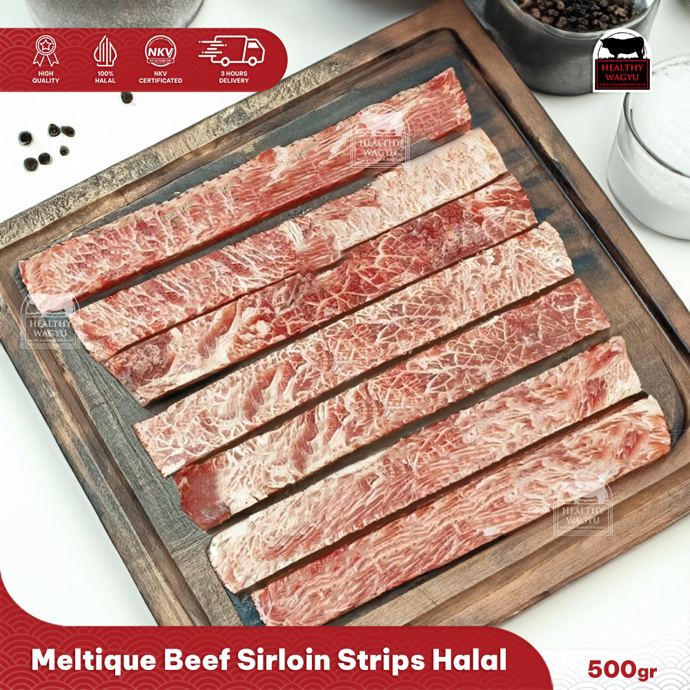 Meltique Beef Sirloin Strips Halal 500gr Healthy Wagyu