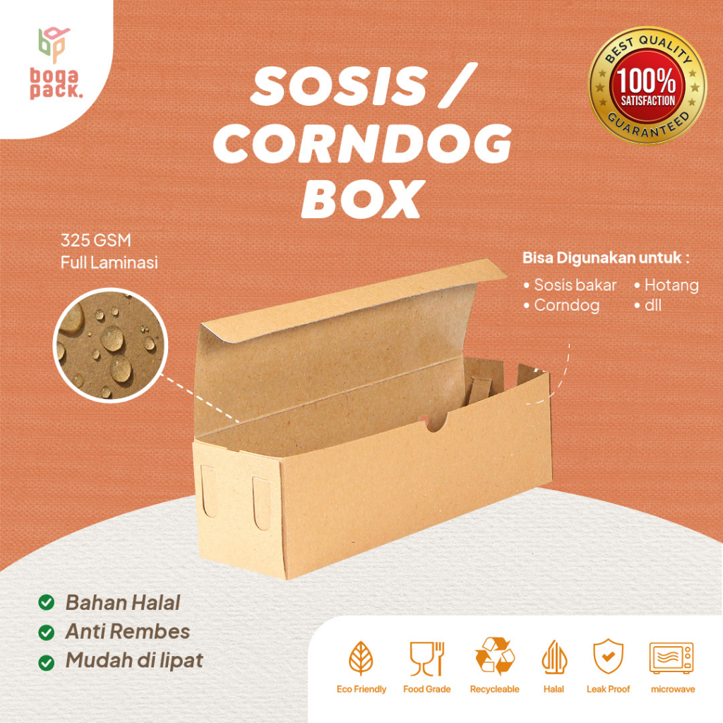 

DUS BOX CORNDOG DAN SOSIS BAKAR KRAFT LAMINASI box paper