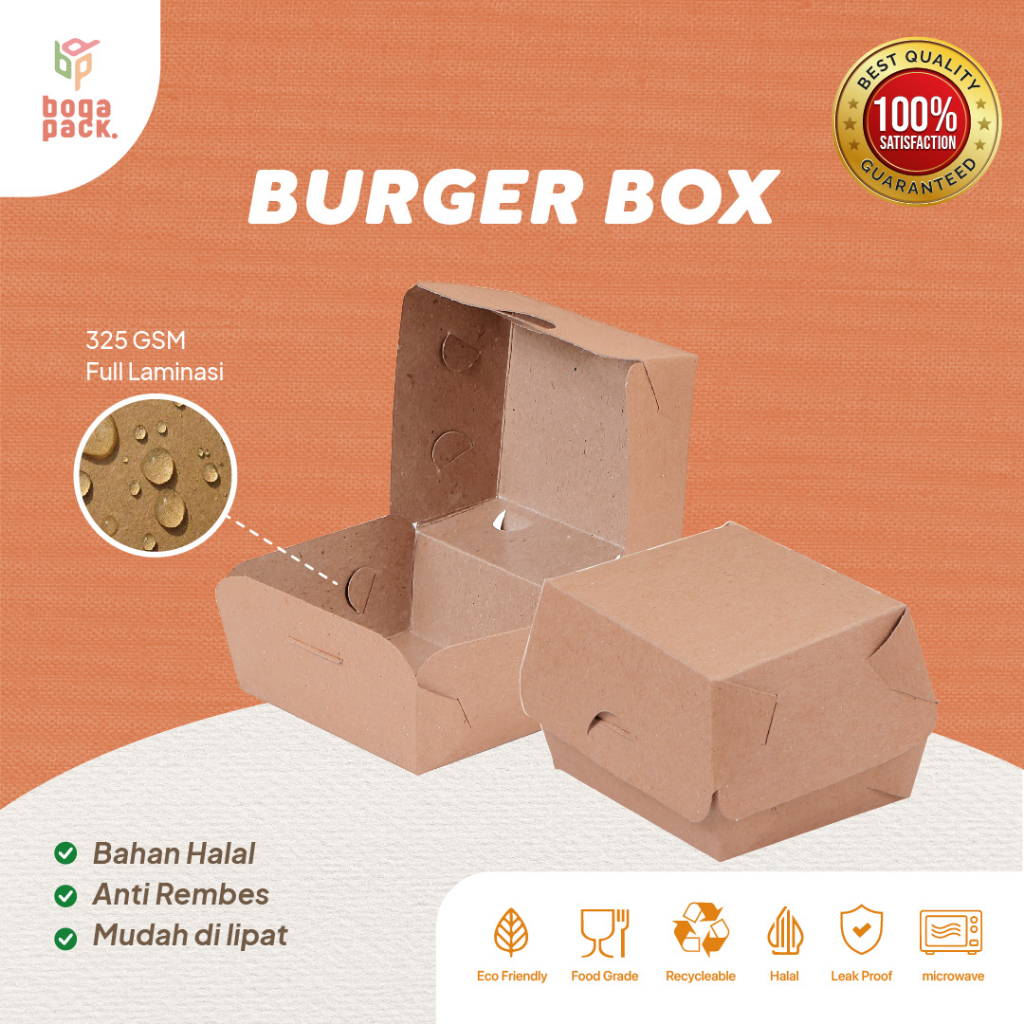

BOX BURGER / DUS / KEMASAN BURGER / KOTAK KUE / uk.10x8,5x8cm KRAFT