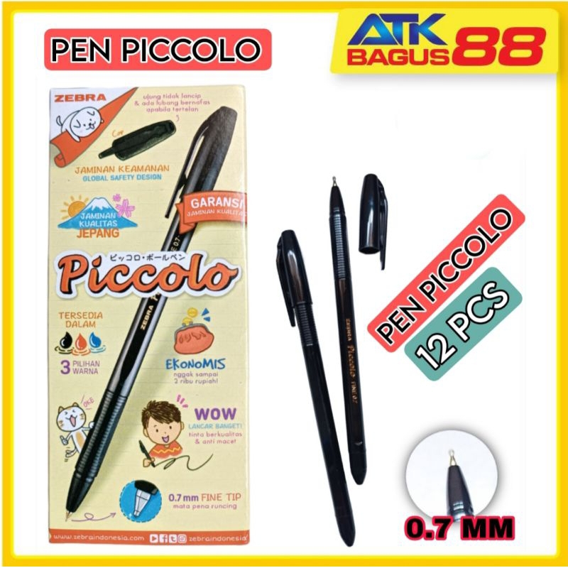 

12 Pcs [New] Ballpoint Pen Piccolo Hitam/Pulpen Hitam Murah/Ballpoint Pen 0.7mm/Pen Siswa
