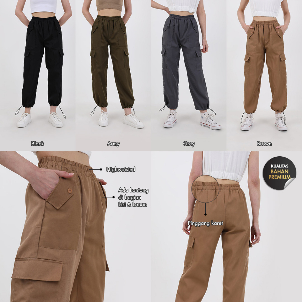 Berrybenka - Celana Bahan Sofia Rasya Cargo Pants