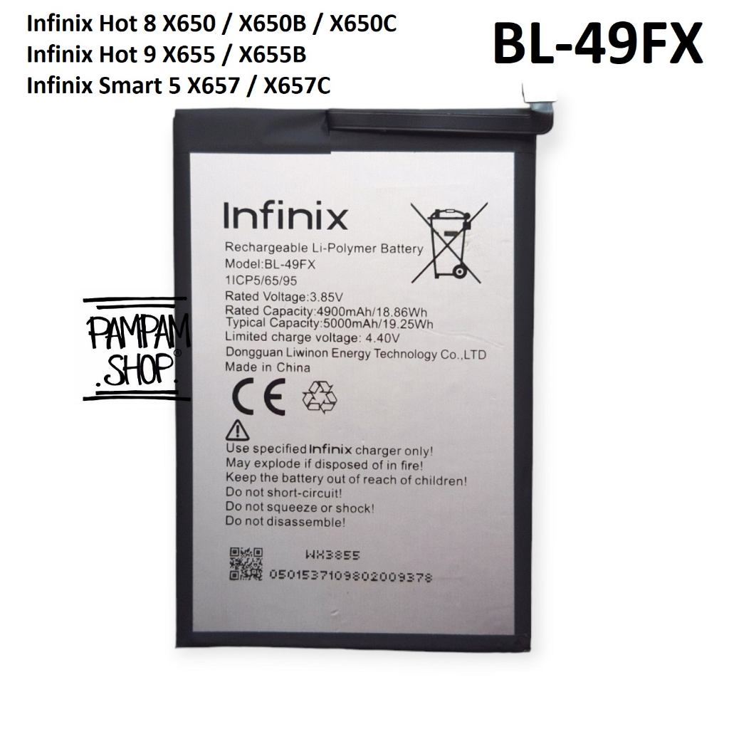 Baterai BL-49FX BL49FX Infinix Hot 8 X650 X650B X650C Hot 9 X655 X655B Smart 5 X657 X657C Batre Batrai Battery HP Handphone Original OEM Ori