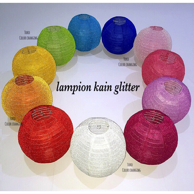 Lampion KAIN bulat full glitter tebal OUTDOOR 40 cm dekorasi mewah lebaran wedding natal restaurant