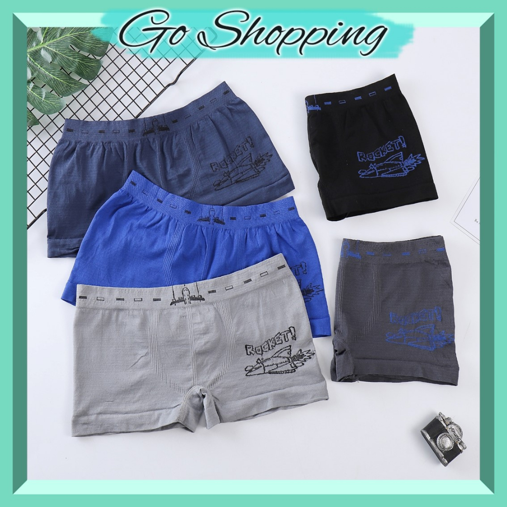 GOBX1390 Boxer Anak Motif Kartun Celana Dalam Anak Laki-Laki Bahan Katun Motif Rocket Sempak Lucu