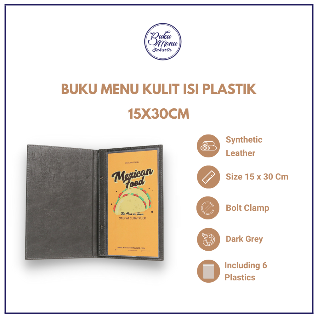

BUKU MENU KULIT - ISI PLASTIK - READY STOCK - DARK GREY - LIGHT GREY - BUKU MENU RESTORAN - MENU COVER
