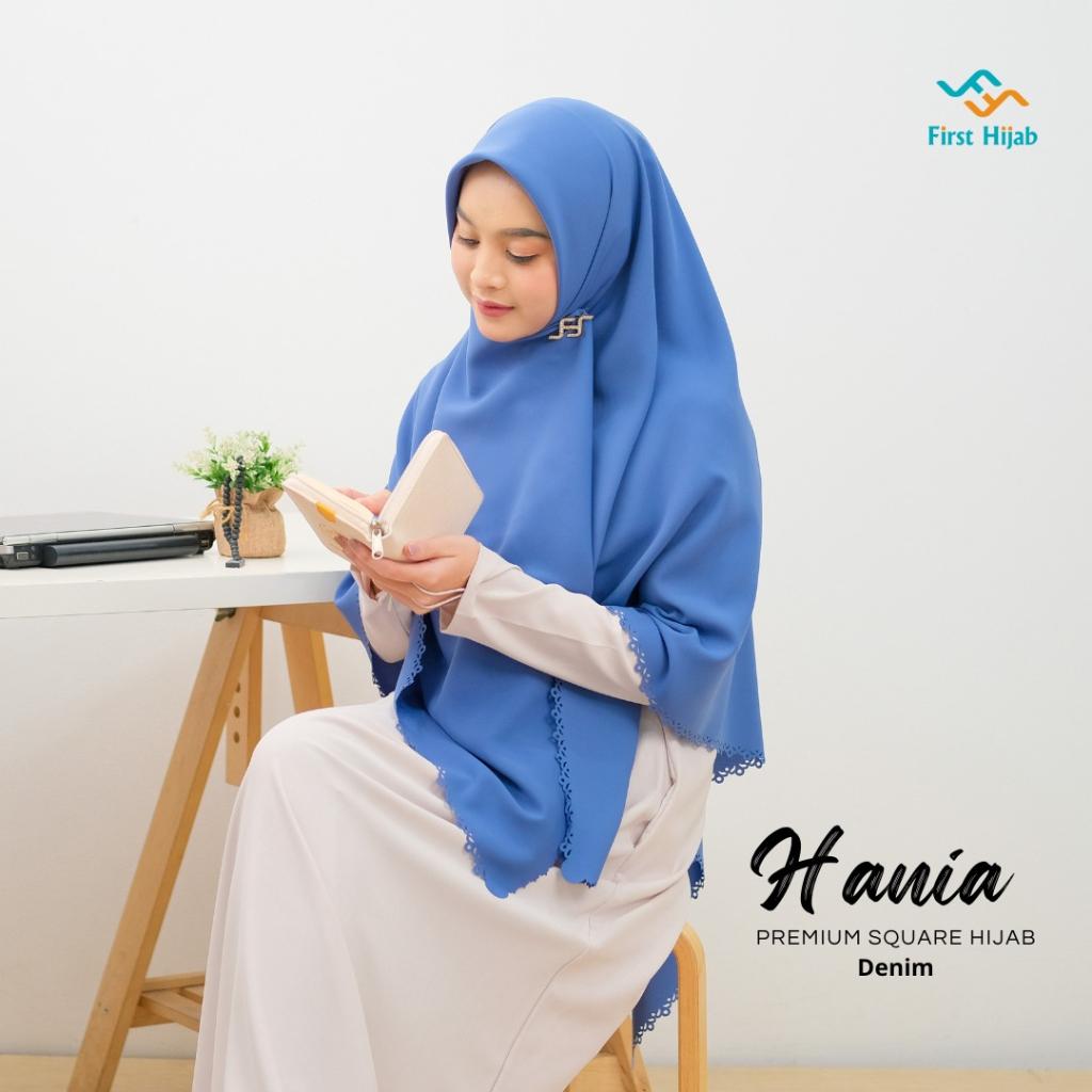 Kerudung Segi Empat Syari Premium Polos Lasercut Cantik Terbaru Bahan Wolfis Model Hania by First Hi