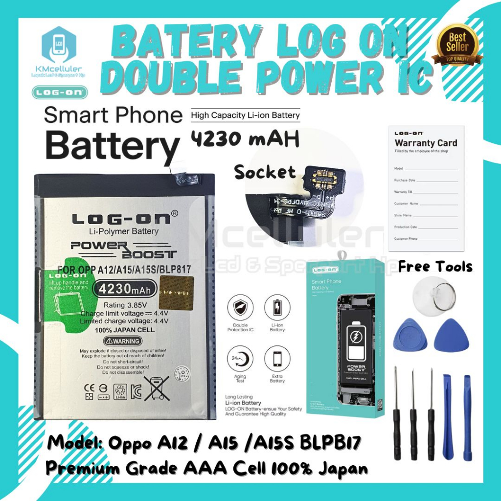 BATTERY LOG ON Oppo A12 /A15 /A15S / BLP817 POWER BOOST DOUBLE IC PREMIUM GRADE AAA CELL 100% JAPAN CELL