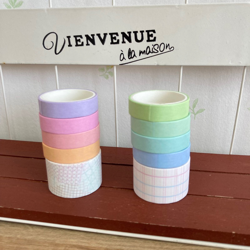 

5 ROLLS WASHI TAPE PASTEL COLOR | SCRAPBOOK JOURNALING | DIY