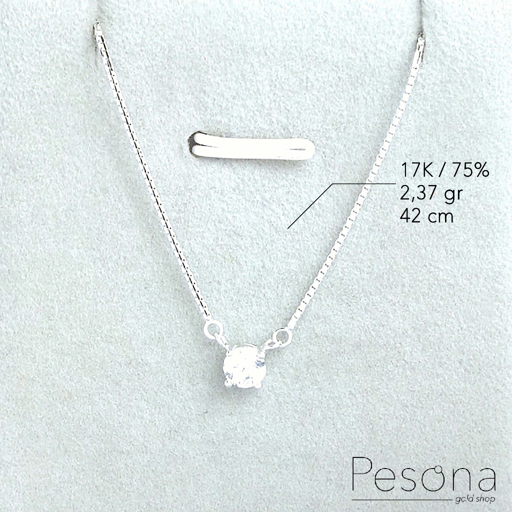 KALUNG KOYEK EMAS PUTIH MODEL SOLITAIRE MAMA GIGI 42 cm | 17K | 2,37 gram