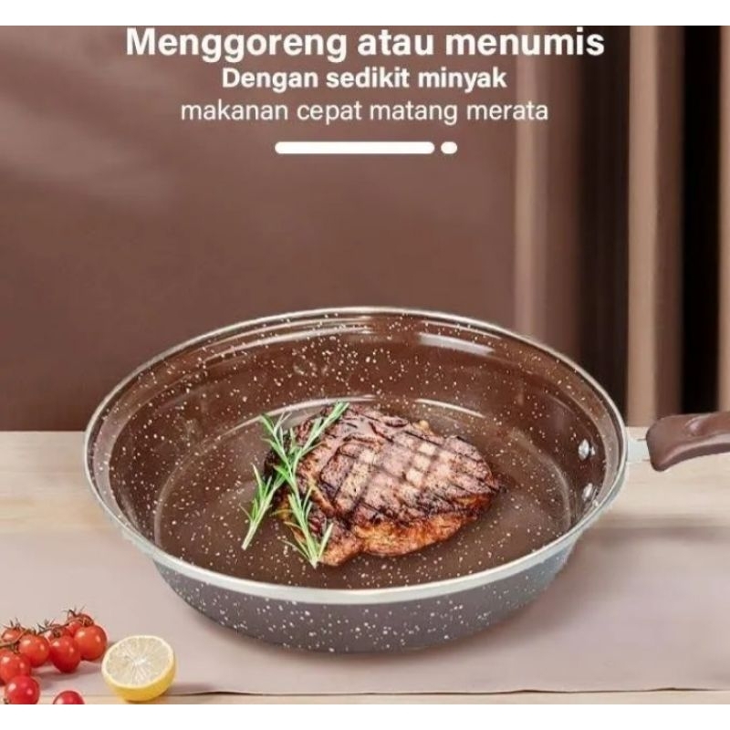 GM Bear Wajan Wok Enamel 30cm 1386 - Wajan Penggorengan Enamel Wok