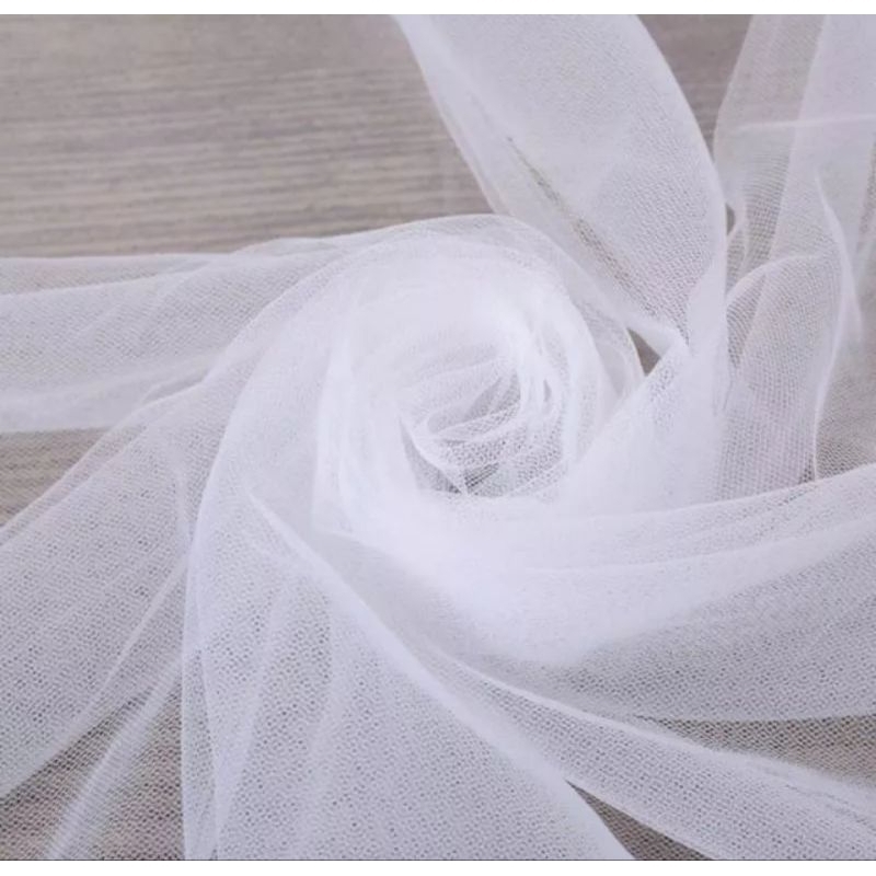 SoftTulle.Kain Tile Putih
