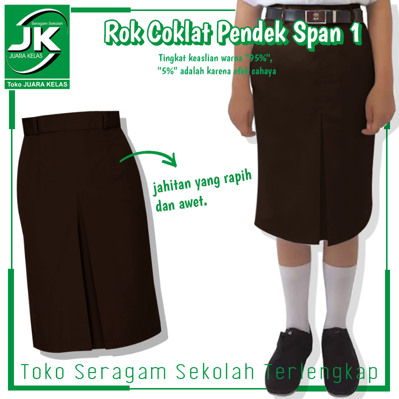 [JK] Rok Pendek Coklat Seragam Sekolah Span 1 - Segaram Sekolah Span 1 Rok Pendek Pramuka Putri