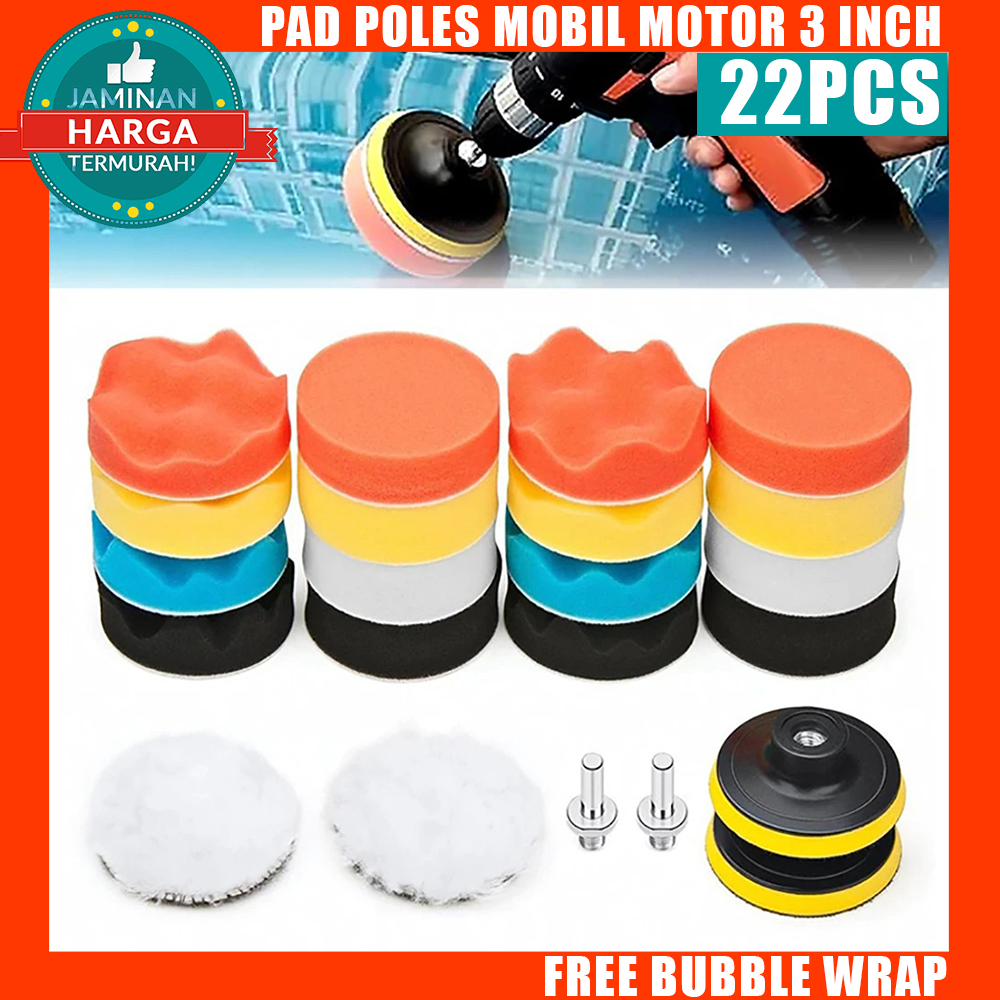 Sponge Poles Set Mobil Motor Car Alat Polishing Wheel Wol Buffer Busa Pemoles 3 Inch 22 Pcs Set