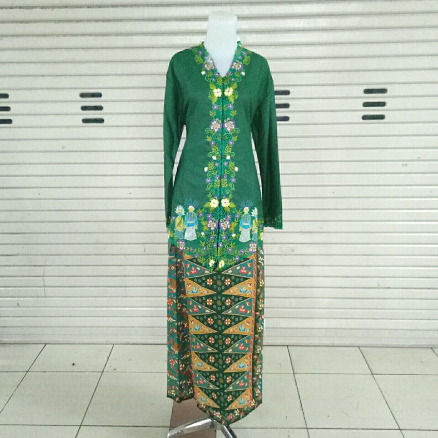 Setelan Kebaya encim - ijo botol