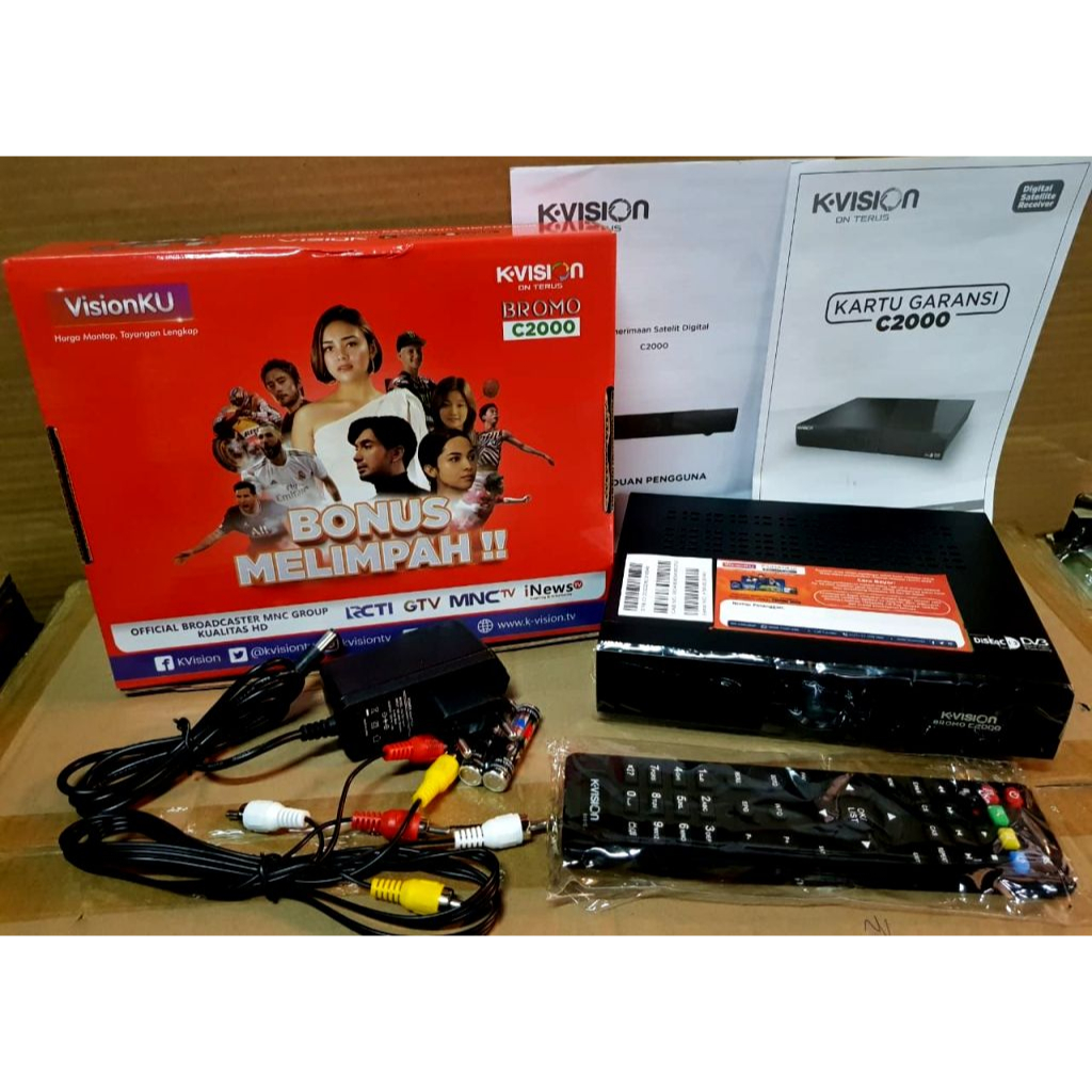 K-Vision Kotak Merah Satellite Receiver gratis 3 bln pkt JUARA & 1 Tahun paket CLING