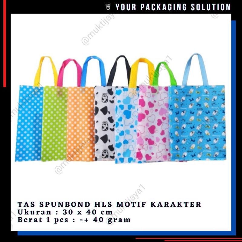 

1 LUSIN (12pcs) TAS KAIN MOTIF 30x40cm HLS MOTIF • Spunbond ll Goodie Bag ll Tas Kain ll Tas Kado ll Tas Berkat