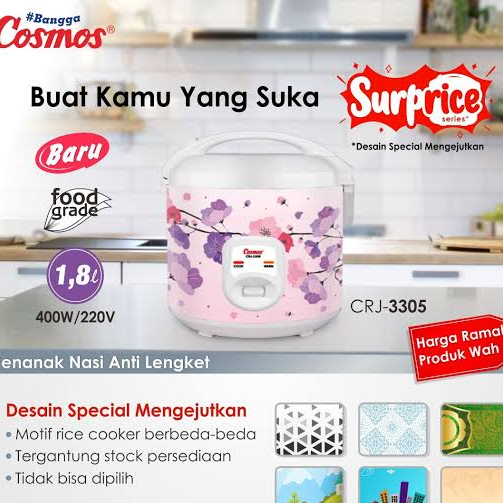 COSMOS CRJ 3305 / RICE COOKER 1,8 LTR SURPRICE SERIES / MEJIKOM COSMOS