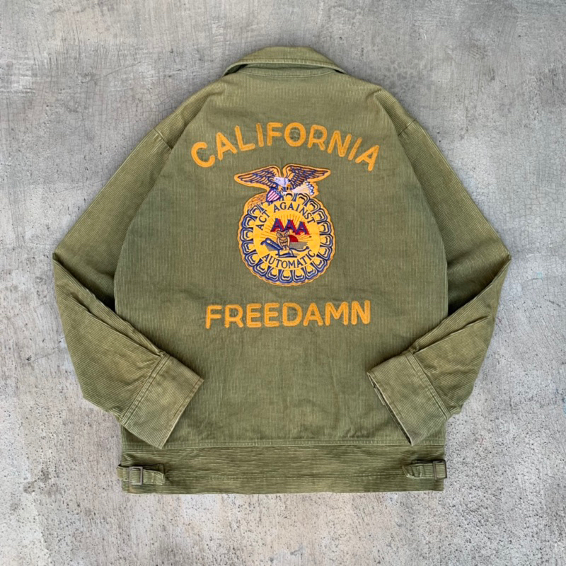 USA 60s FFA Jacket AAA ACT AGAINST AUTOMATIC freedamn - california. corduroy vintage